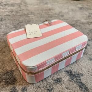 A New Day Pink‎ White Striped Rectangular Zip Travel Jewelry Organizer NEW